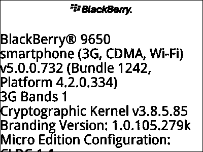 BlackBerry Bold 9650 BlackBerry OS OTA frissítés 5.0.0.732