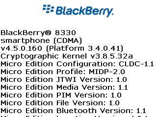 BlackBerry Curve 8330 BlackBerry OS frissítés 4.5.0.160