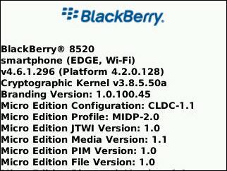 BlackBerry Curve 8520 BlackBerry OS frissítés 4.6.1.296