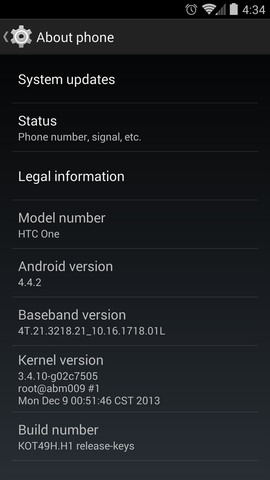 HTC One Nexus Google Play Edition Android 4.4.2 rendszerfrissítés 3.62.1700.1