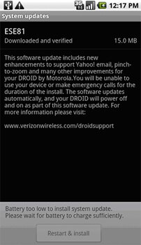 Motorola DROID rendszerfrissítés AP: ESE81 / BP: C_01.3E.03P adatlap