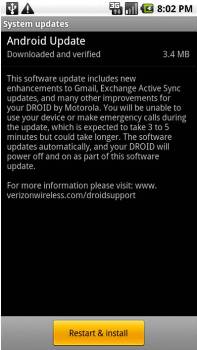 Motorola DROID Android 2.2.2 rendszerfrissítés FRG83G