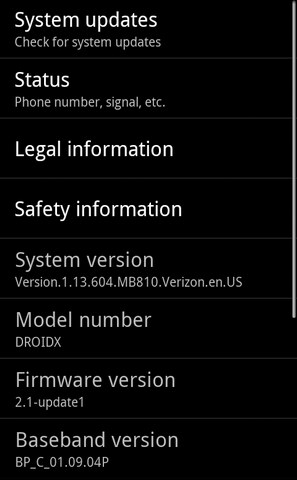 Motorola DROID X rendszerfrissítés 1.13.604.MB810 kép image