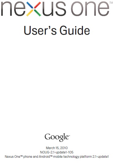 Nexus One kézikönyv NOUG-2.1-update1-105 adatlap
