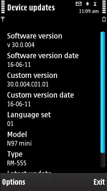 Nokia N97 Mini Firmware frissítés v30.0.004 kép image