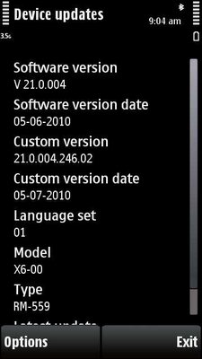 Nokia X6 Firmware frissítés v21.0.004