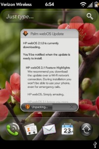 Palm Pre 2 WebOS 2.1.0 OTA rendszerfrissítés