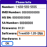 PalmOne Treo 650 GSM szoftverfrissítés 1.20 kép image