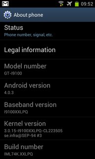 Samsung GT-i9100 Galaxy S II Android 4.0.3 rendszerfrissítés XXLPQ adatlap