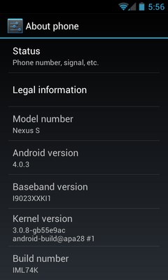 Samsung GT-i9023 Nexus S Android 4.0.3 rendszerfrissítés XXKI1 adatlap