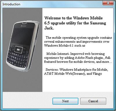 Samsung SGH-i637 Jack  Windows Mobile 6.5 Standard frissítés