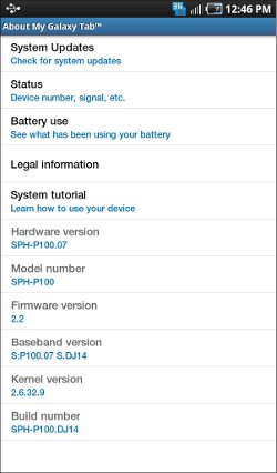 Samsung SPH-P100 Galaxy Tab OTA Firmware frissítés DJ30 adatlap