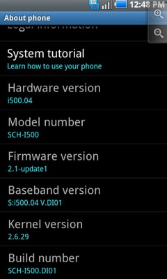 Samsung SCH-I500 Galaxy S Fascinate OTA rendszerfrissítés i500.DI01 adatlap